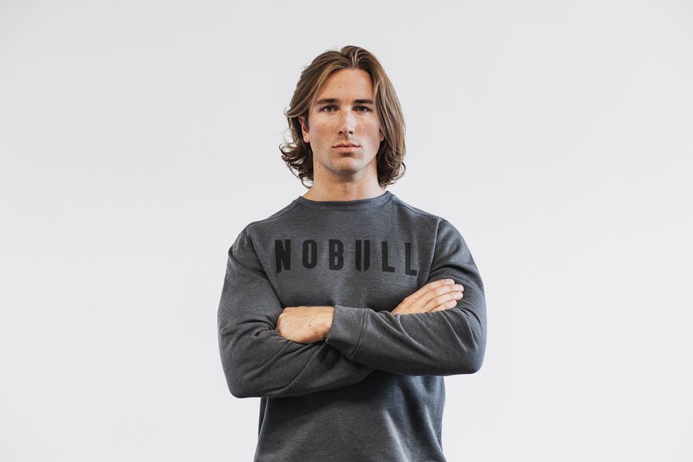 NOBULL Men's Crew Sweatshirts - Charcoal - Ireland (0194FJPMI)